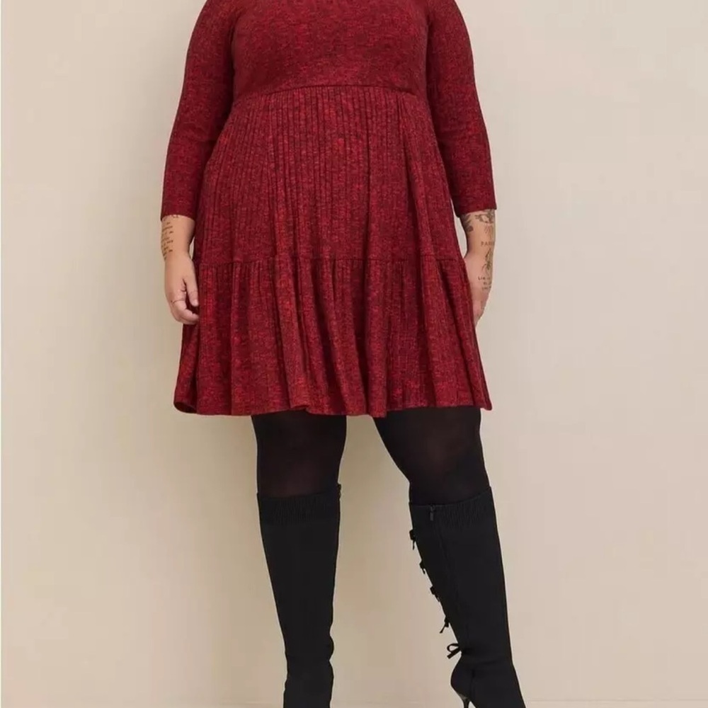 Mini Brushed Rib Tiered Skater Dress Size 0|L - Picture 3 of 11